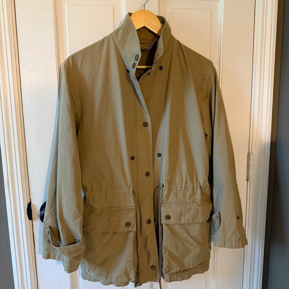 Vintage Sanyo Barn Jacket Khaki Cotton Utility Coat Women's M Fisherman Core